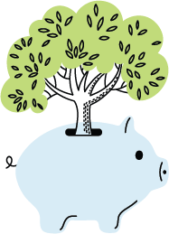 Tree growing out of a piggy bank